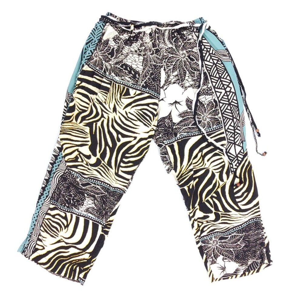 JAMS WORLD Zebiscus Zebra Print Harem Pants Resort Boho Coconut Girl Hawaiian